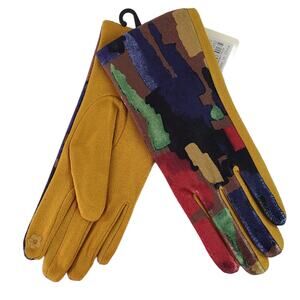NWT smart gloves bold print mustard artsy boho glam luxe modern gift
